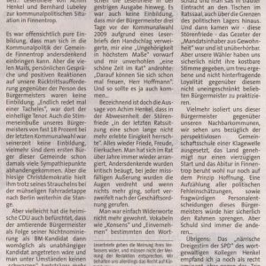 Leserbrief aus der WP/WR vom 02.03.2011