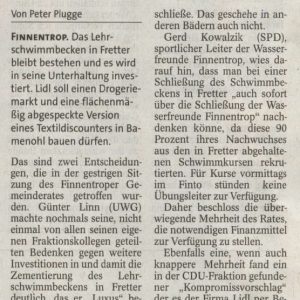 Das Lehrschwimmbecken in Fretter bleibt nach Willen des Rates erhalten