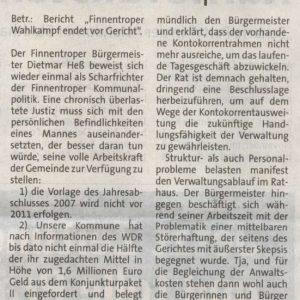 Leserbrief aus der WP/WR vom 29.10.2010