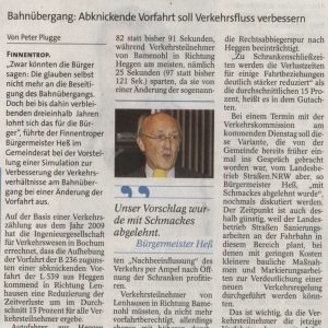 Einzig optimale Lösung bleibt die Beseitigung des Bahnübergangs