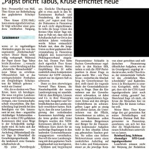 Leserbrief von Reinhard Jung vom 30.11.2010