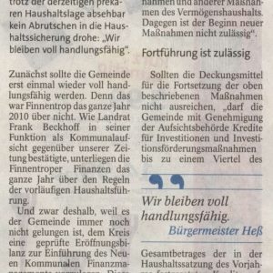 Finnentrop hat nur wenig Spielraum