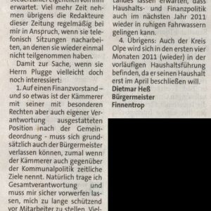 Leserbrief aus der WP/WR vom 02.12.2010